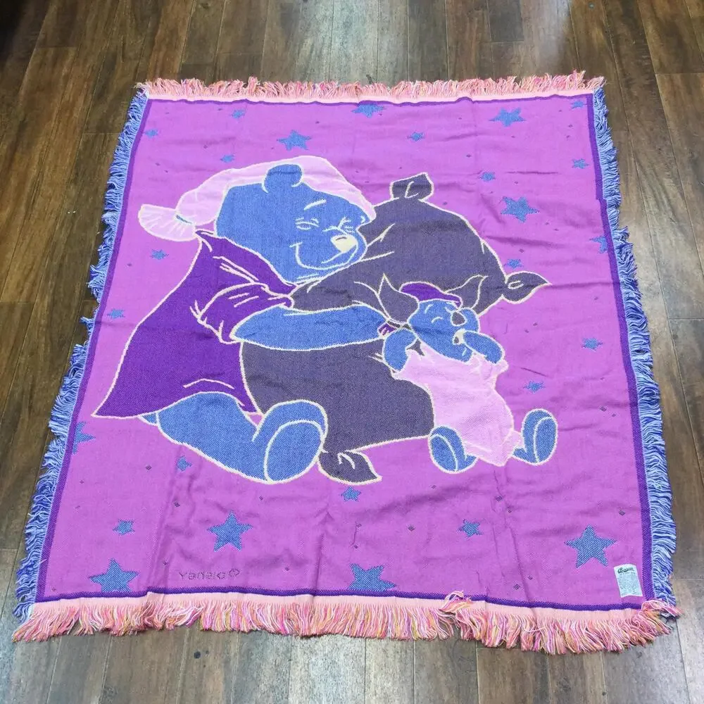 Beacon Winnie Pooh Piglet Multicolor 50x60 Throw Blanket Disney Fringe USA